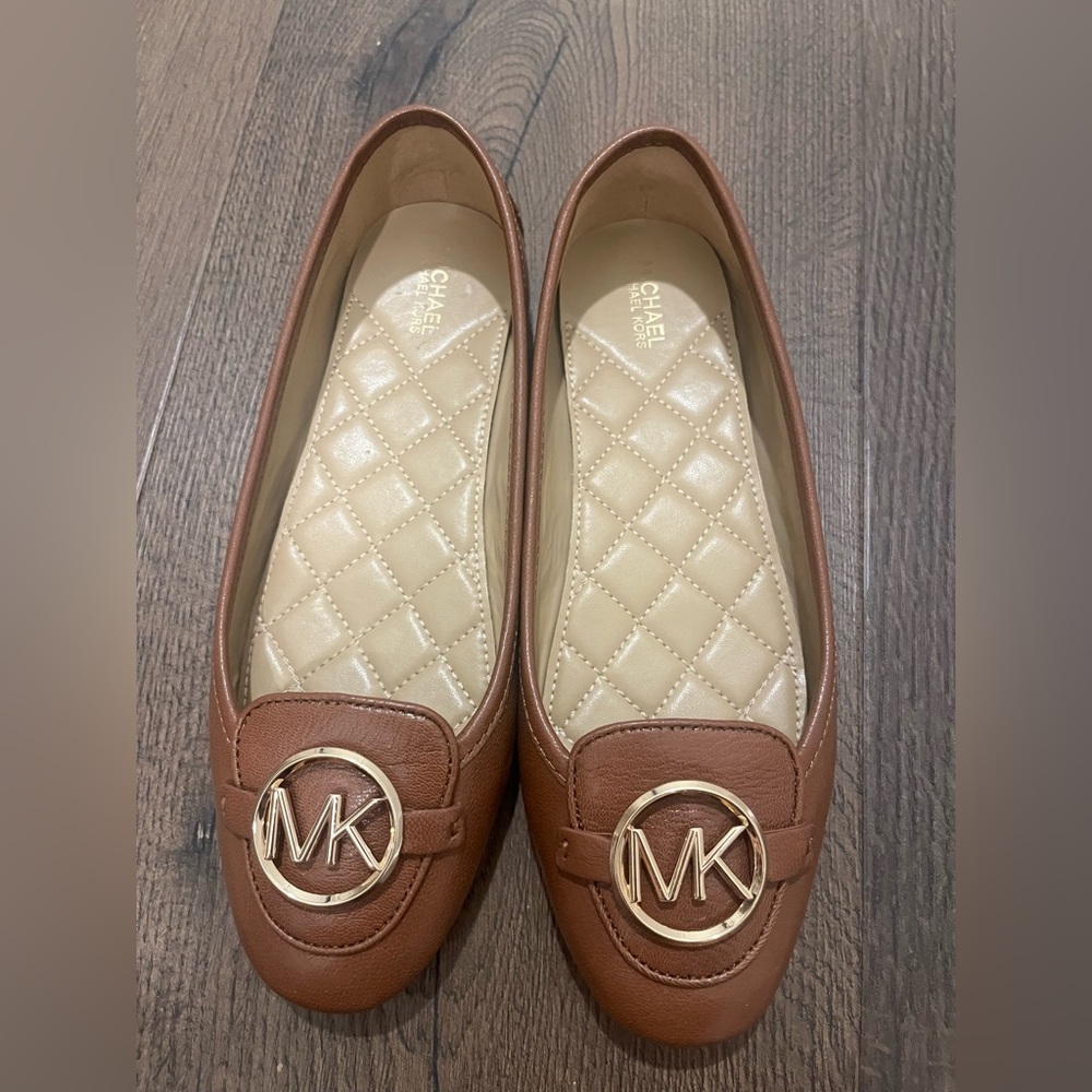 Michael Kors Brown Leather Women's Flats - Picture 2 of 6